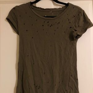 Distressed olive green shirt